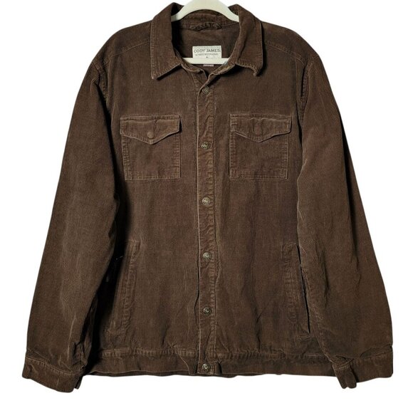 Cody James Mens Brown Revelry Corduroy Snap Button Flannel Lined Jacket 2XL